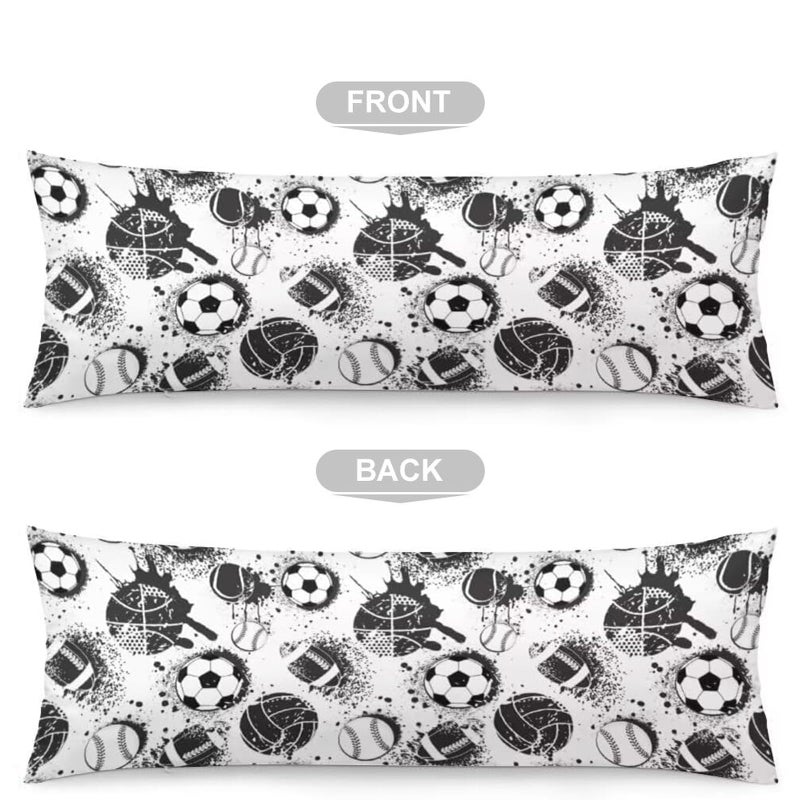AELMARNEE Sport Theme Body Pillow Cover Sports White and Black Baseball Softball Rugby American Football Long Pillow Case with Zipper Decorative Bedding Pillowcase Soft Cushion Pillow Case for Bedroom 20"x54" - Image 5